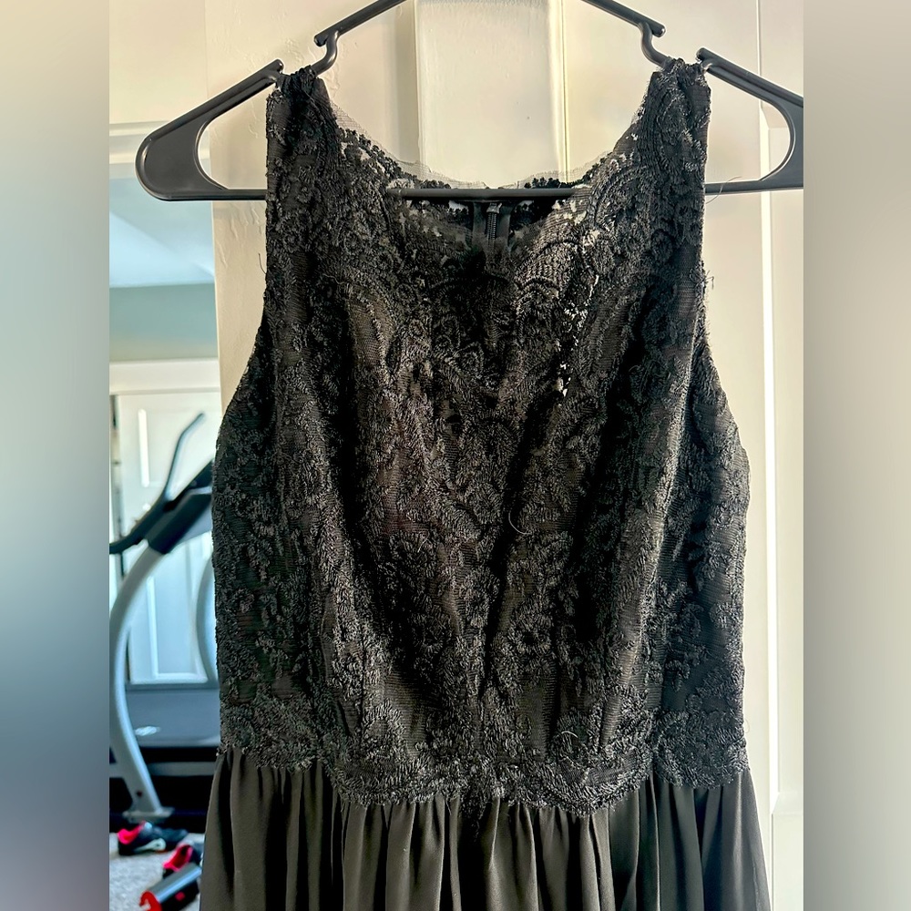 Women’s Anthropologie formal black dress.